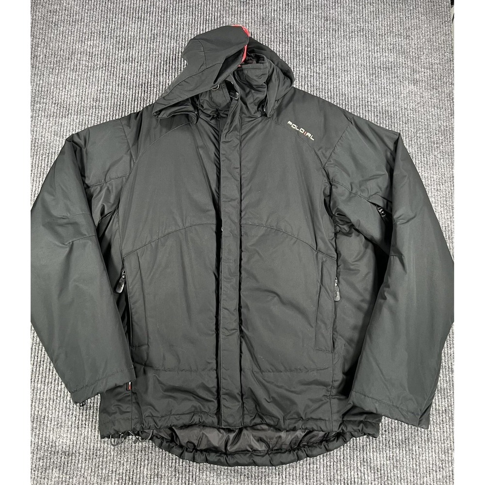 Polo Ralph Lauren Jacket Mens Large Black 3 in 1 Hooded Full Zip Insulated